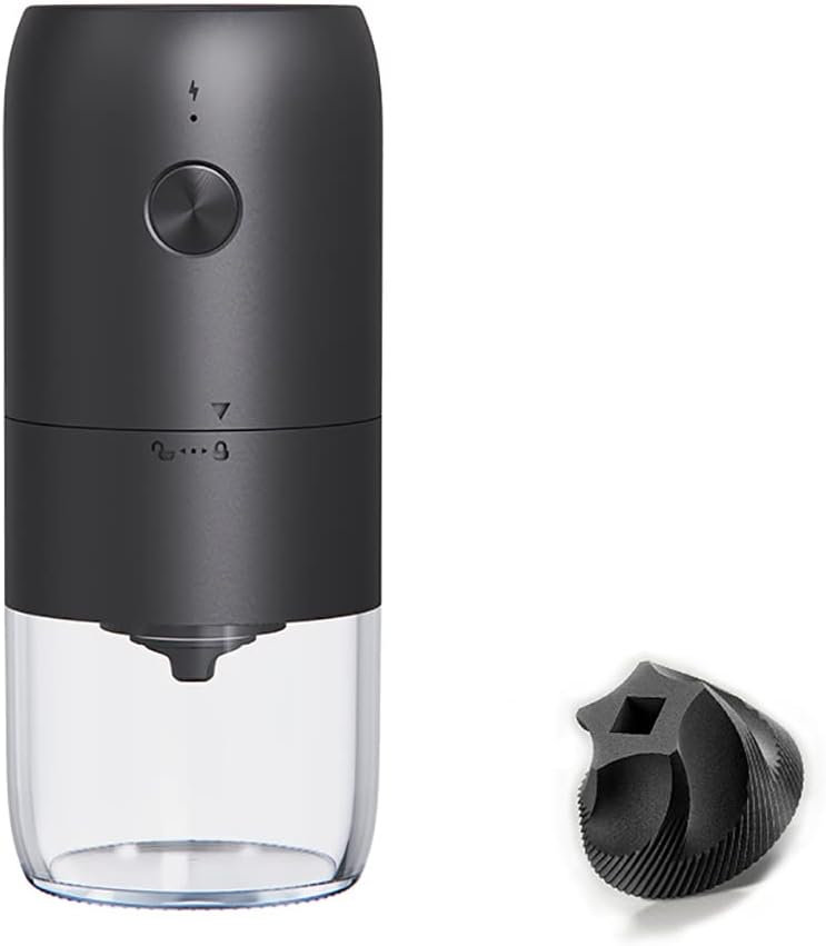 Electric Coffee Grinder Wireless Grinding Coffee Beans Ceramic Conical Burr Cordless Coarseness Adjustable Portable One Touch 25g Large Capacity Noiseless Long Stand-by (KMDJ-2A, Black)