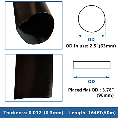 Feelers 164FT 2-1/2 Inch Flat Sprinkler Soaker Irrigation Hose, Soft in All Seasons Porous Drip Irrigation Tape Tubing Saves 70% Water for Garden, Irrigation, Vegetable, Lawn (Black)
