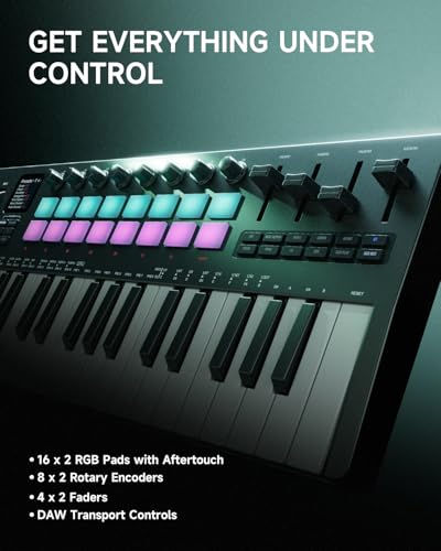 Image of Donner STARRYKEY-37 PLAY MIDI Keyboard Controller, 37 Key Portable MIDI Controller with 128 Build-in Voices, 16 Drum Pads, Arpeggio, Sequencer, USB Wireless Connection, 4 DAW Software, 40 Courses
