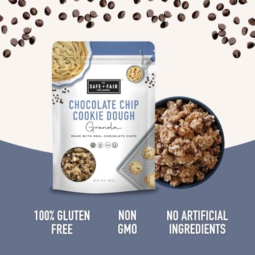 Image of The Safe + Fair Food Company Chocolate Chip Cookie Dough Granola - 6 Pack | Gluten-free, dairy-free & vegan snack, allergen-free, non-GMO, no artificial ingredients