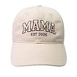 Mama EST 2026 Hat, New Mom Gift, Frist, Embroidered Mama Cap for Women, Gift for New Moms (US, Alpha, One Size, Cream)