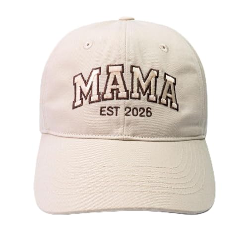 Mama EST 2026 Hat, New Mom Gift, Frist, Embroidered Mama Cap for Women, Gift for New Moms (US, Alpha, One Size, Cream)