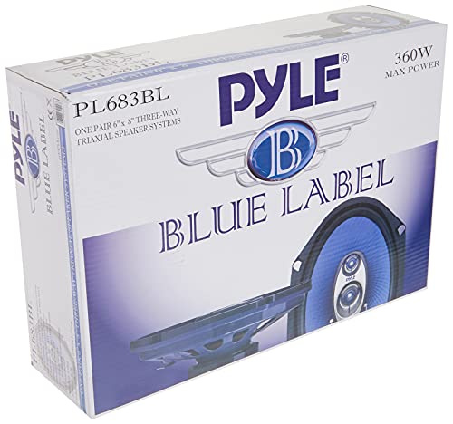 Pyle 6” X 8” Car Sound Speaker (Pair) - Upgraded Blue Poly Injection Cone 3-Way 360 Watts W/ Non-Fatiguing Butyl Rubber Surround 70 - 20Khz Frequency Response 4 Ohm & 1" Asv Voice Coil - Pyle Pl683Bl #TOP5
