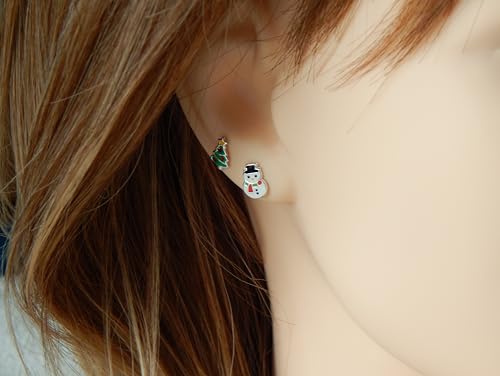 925 Sterling Silver (SET OF 3) Christmas tree, stocking, snowman Stud Earrings3