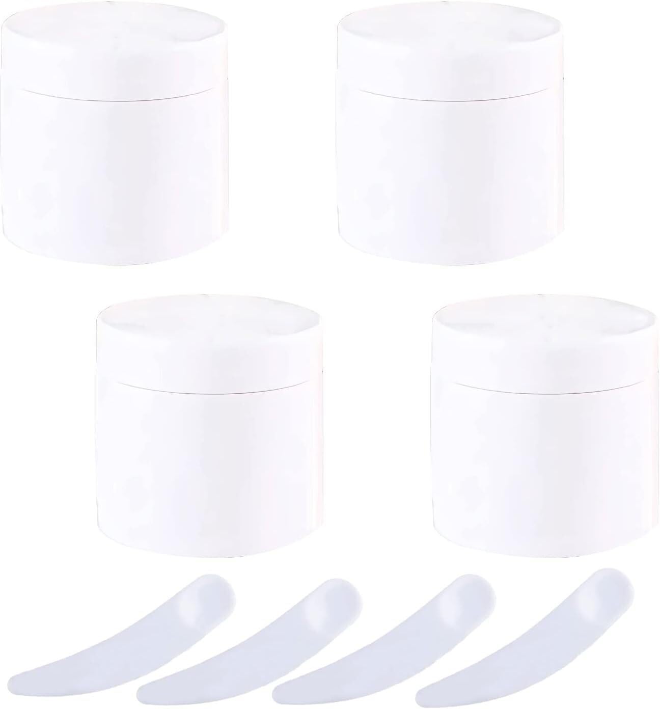 FLYIODFCXV cosmetic jar, Pack of 4, Empty White Plastic Cosmetic Jars with Screw Lid, Inner Liner(White)