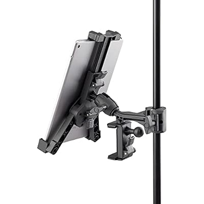 OnStage TCM1500 Tablet/Smartphone Holder (Setup for Tablets, Computers, E-Readers, Smartphones, and Phablets, Clamp Mount, Nonslip Padding, Adjustable Angle and Rotation, External Battery Holder)