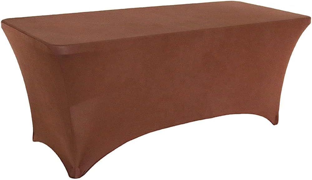 Bonnorth Rectangular Fitted Spandex Tablecloths Stretchable Patio Table Covers for Birthday Party Wedding Pop Up Shop More Flexibility & Weight (Brown, 8FT)
