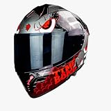 KOV Casco Thunder Time Bomb Rojo/Plata ABATIBLE para Moto Certificado Dot (L)
