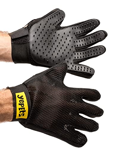 PAIR of Low-Cost Pet Grooming Gloves – Superior Care for Your Furry Friends. Ideal for Grooming, Deshedding, Bathing & Massaging Your Dogs & Cats with Long/Short/Curly Fur – (Black) PAIR of Low-Cost Pet Grooming Gloves – Superior Care for Your Furry Friends. Ideal for Grooming, Deshedding, Bathing & Massaging Your Dogs & Cats with Long/Short/Curly Fur – (Black)