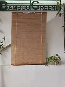 Bamboo Greens Bamboo Blinds for Windows, Blinds for Doors, Blinds for Kitchen Windows, Blinds for Office (Plain Brown-2, 2X3)