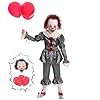 GGDQOPD Clown Costume for Kids, with Light-Up Mask Balloons, Boys Girls Clown Cosplay Sets for Halloween RolePlay Party(Large)
