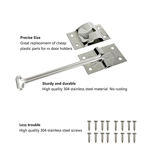 ESUDNT Rv Door Latch Trailer Door Latch 304 Stainless Steel Camper Door Latch Trailer Door Holder Rv Door Holder Rv Screen Door Latch 6 Inch Metal T-Style Door Holder For Cargo Trailer, Truck,(2 Pack) by ESUDNT - Used condition - Image 3