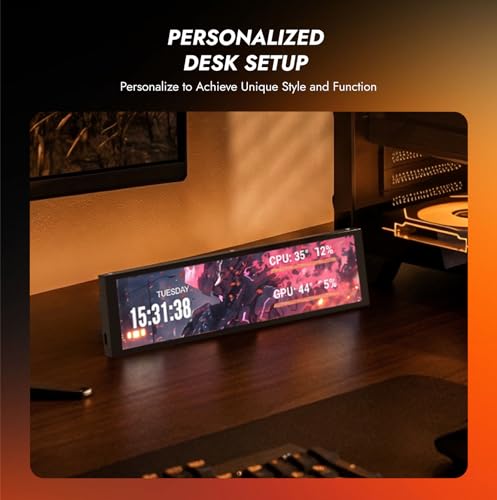 Image of darkFlash V92 9.2 inch PC Case Screen, 1920x462 IPS Sensor Panel Monitor,Black | 1920x462 AIDA64 CPU /GPU temp display, no HDMI needed, USB-C /internal 9-pin, aluminum body for gaming PC builds