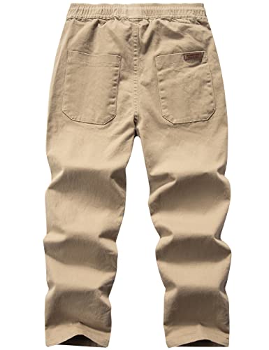 Boys' Solid Color Drawstring Elastic Waist Chino Pants2