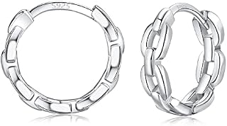 LYTOPTOP Silver Hoop Earrings for Women, 925 Sterling Silver Small Huggie Hinged Earrings, Hypoallergenic Cartilage Spleeper Hoops Piercings Jewellery for Girls Men, 8mm 10mm 12mm