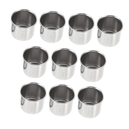DONFAMDS 10 Pezzi Bicchieri Dosatori da in Acciaio Inossidabile con Graduazione Resistenti e Antiruggine per Misurazioni Precise Liquidi Laboratori