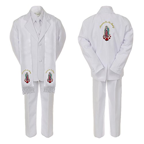 Image of Baby Boy Teen Christening Church Suit Gold Virgin Mary On Stole & Back SM-20