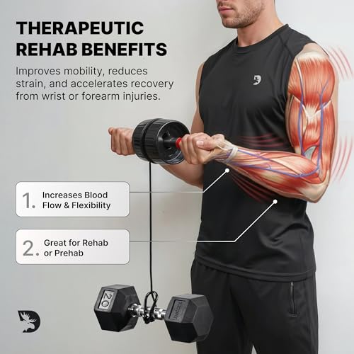 Image of DMoose Fitness Forearm Strengthener & Wrist Roller - Non-Slip Thicker Handles, 35 inch Durable Nylon Strap - Grip Trainer for Wrist, Hand & Forearm Muscles - Arm Exerciser for Strength Training & Rehab