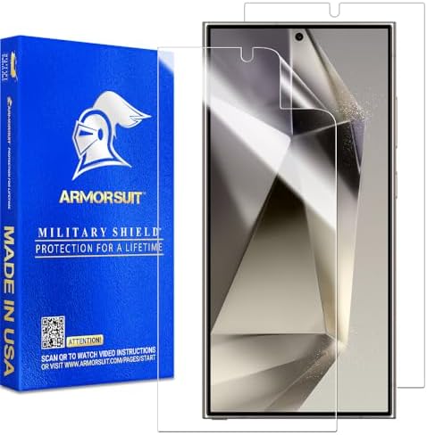 ArmorSuit 2 Pack for Samsung Galaxy S24 Ultra Screen Protector (6.8") Case Friendly MilitaryShield HD Clear Film - Made in USA