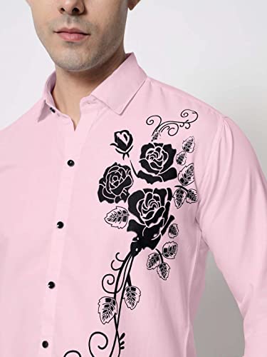 Image of Zombom Men's Regular Fit Cotton Blend Printed Spread Collar Full Sleeve Casual Shirt
