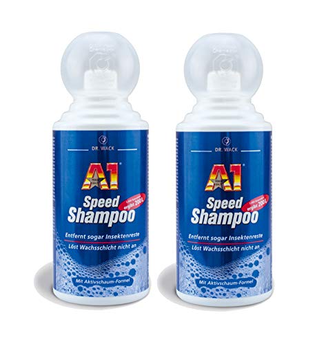 ILODA 2X 500ml Dr. Wack A1 Speed Shampoo, Autoshampoo Konzentrat, Autowaschmittel mit Aktivschaum biologisch abbaubar, löst schonend auch Insektenreste und Bienenkot