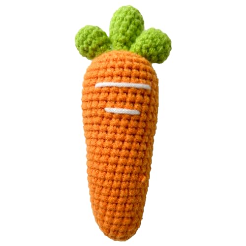 Image of Chippi & Co Crochet Baby Rattle, Crochet Baby Toys, Stuffed Baby Doll, Organic Wooden Newborn Toys, Knitted Stuffed Animals for Babies Boy, Girl, Montessori Toys, Mom To Be Gifts (Carrot)