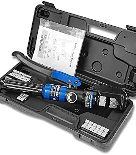 AMZCNC 8 Tons 9 Dies Hydraulic Crimper, Hydraulic Crimping Tool 4-70mm², Wire Battery Cable Lug Terminal Crimper
