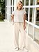Glamaker Two Piece Sets for Women Summer Lounge Set Short Sleeve Pullover Tops Sweatpants 2025 Fashion Outfits Khaki XL