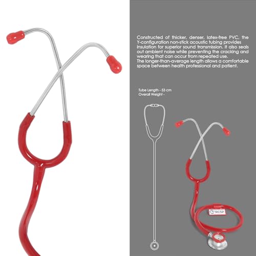 Image of RCSP Stethoscope for Doctors Micro Plus Students Medical Professional Version Red Aluminum Chest Piece