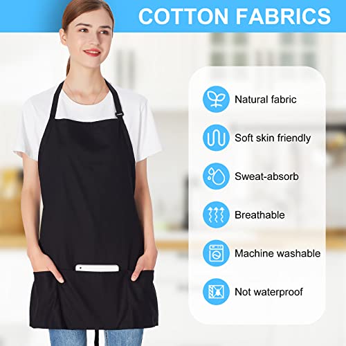 Jubatus 2 Pack 3 Pockets 100% Cotton Adjustable Bib Apron Chef Kitchen Cooking Aprons For Women Men thumb #3