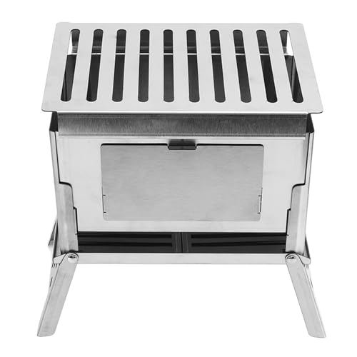 Estufa de leña plegable y portátil de acero inoxidable – Kit de barbacoa for exteriores for senderismo, picnics y calefacción