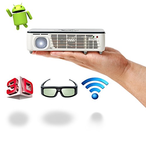 AAXA P450 Pro 3D LED Pico/Micro Smart Projector, Built-in Video Streaming Apps, Office Viewer, WiFi & Bluetooth, WXGA HD Native Resolution, Android OS, DLP, HDMI, Home Theater & Business, 500 Lumens