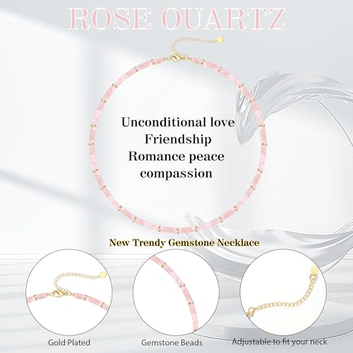 Choker Necklace for Women, Beaded Necklaces for Women Stocking Stuffers for Teens Teen Girl Gifts Gifts for Her Adjustable 14k Gold Gemstone Summer Anniversary Birthday Christmas Jewelry