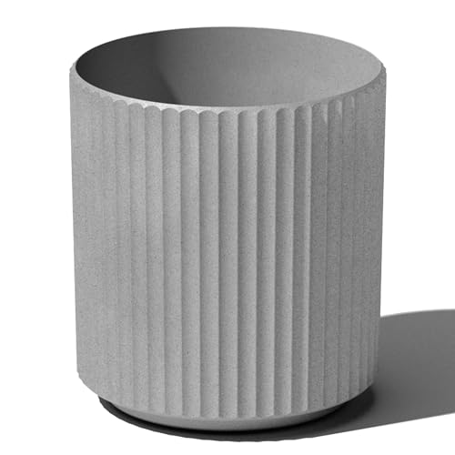 Image of Veradek Demi Series Round Planter for Porch, Patio, Backyard | Durable Plastic-Concrete Material | Modern Decor for Tall Plants, Flowers