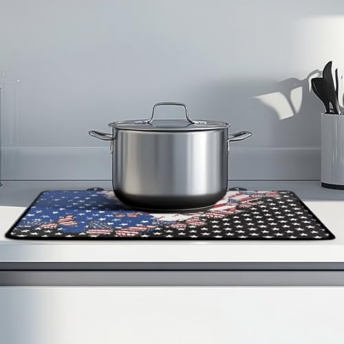 Image of Electric Stove Top Covers Heat Resistant Glass Ceramic Cooktop Cover Mat Multipurpose Kitchen Scratch Resistant Flat Top Stove Cover, 29 x 21 Inch, American Flag Butterfly Print