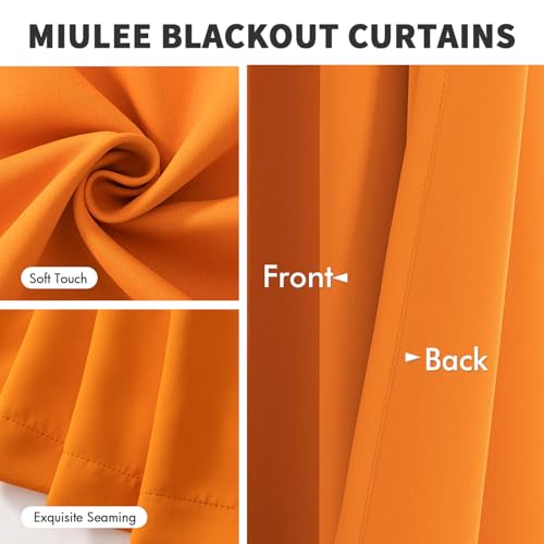 MIULEE Orange Blackout Curtains for Living Room 2 Panel Set, Premium Eyelet Curtains for Bedroom, Thermal Insulated Window Curtain Drapes, Black Out Curtain 88 Drop, Each Panel 55 x 88 Inches - Cosy Home Interiors MIULEE Orange Blackout Curtains for Living Room 2 Panel Set, Premium Eyelet Curtains for Bedroom, Thermal Insulated Window Curtain Drapes, Black Out Curtain 88 Drop, Each Panel 55 x 88 Inches - Image 6