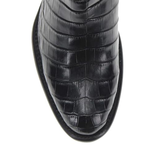 Image of Vaccari Men's Travis Genuine Black Alligator Belly Leather Round Toe Western Cowboy Boots - 8 EE