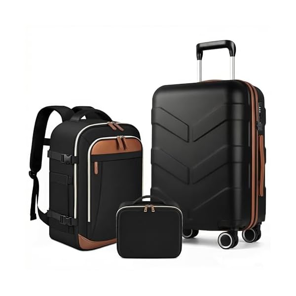 TILYMOL 3 Piece Luggage Set - Expandable Suitcase Set with TSA Lock & Spinner Wheels, Lightweight PP Hardshell Travel Luggage for Men Women, Black