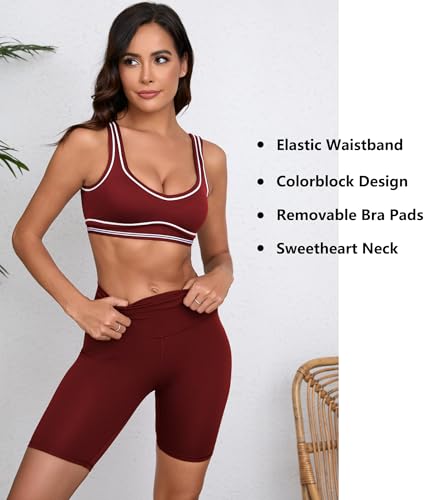 Image of Move With You Women Sweetheart Padded Sports Bra- Workout Fitness Square Neck Low Back Yoga Bra