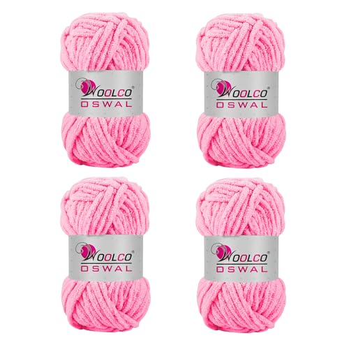 Image of Yankie Chenille Supersoft Velvet Yarn, Plushie & Blankie Yarn for Crochet, Knitting, Amigurumi & DIY Crafts (Pink, Pack of 4)