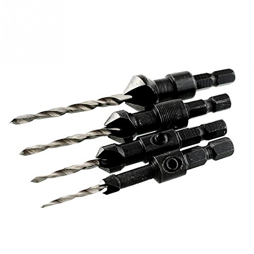 Liudan Drill Bit 4pcs Drill Bits Hex Shank Conical Drill Table Sink Holes Hole Carpenter Countersunk Bit Reaming Drill Bit Set