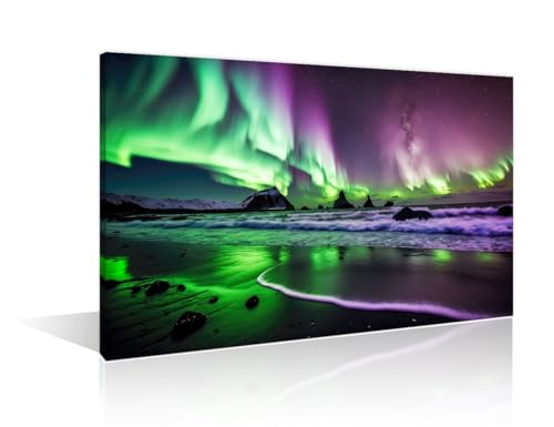 Impression sur toile d'aurore boréale de qualité premium pour art mural intérieur