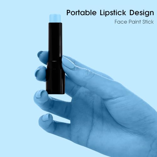 Image of BADCOLOR Light Blue Face Body Paint, Pale Blue Eye Black Stick for Football /Baseball /Softball, Hypoallergenic Grease Sticks for Corpse Bride Halloween SFX Avatar Sally Makeup