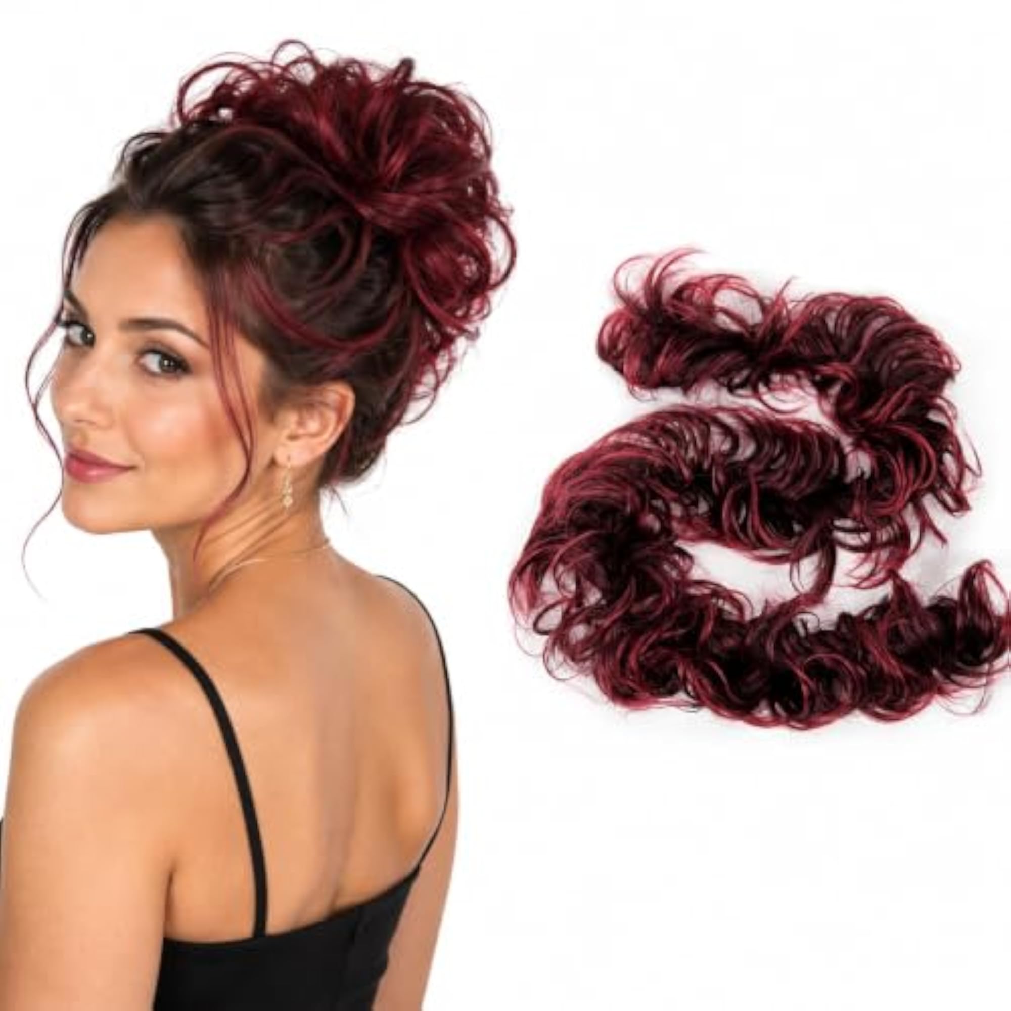 Red Mix Hair Wrap Scrunchie for Curly Messy Bun