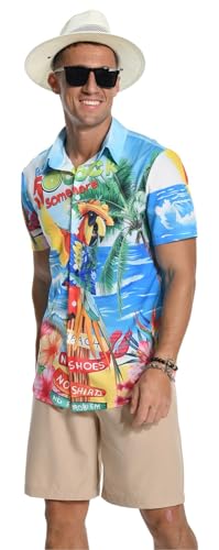 Aiyino Hawaiian Shirt for Men, Tropical Holiday Short Sleeve Casual Button Down Beach Shirts4