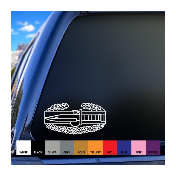 Combat Action Badge (CAB) Vinyl Decal (White, 4 inches Wide)