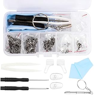 Glasses Repair Tool Kit, 530PCS Spectacles Repair Tool Kit with Mini Screwdriver, Screws Nut, Silicone Nose Pads, Glasses Cloth, Tweezer