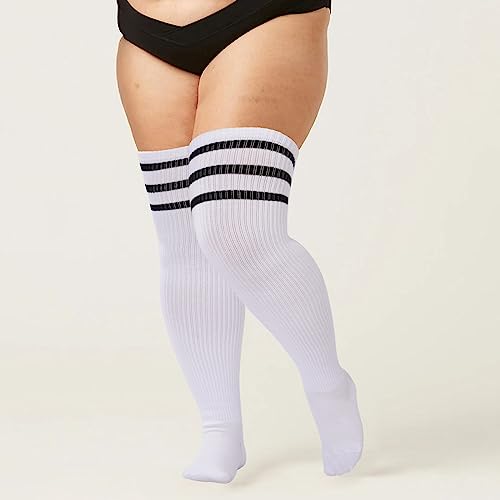 Image of Plus Size Thigh High Socks for Women Thick Thighs Cotton Knit Extra Long Over the Knee Leg Warmer
