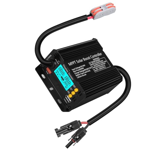 400W Boost MPPT Solar Charge Controller LCD Solar Panel Regulator for24V/36V/48V /60V/72V Lead-Acid, LiFePO4, Gel, Flooded Batteries etc in Golf Cart,eBike,Club Car, Scooterand Solar System