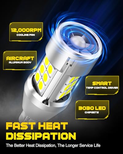 Image of AUXITO 921 912 LED Bulb Reverse Light, 600% Brighter CANBUS Error Free 912 921 led backup light bulbs, Super Bright T15 906 922 W16W LED Bulb for Back Up Tail Light, Pack of 2